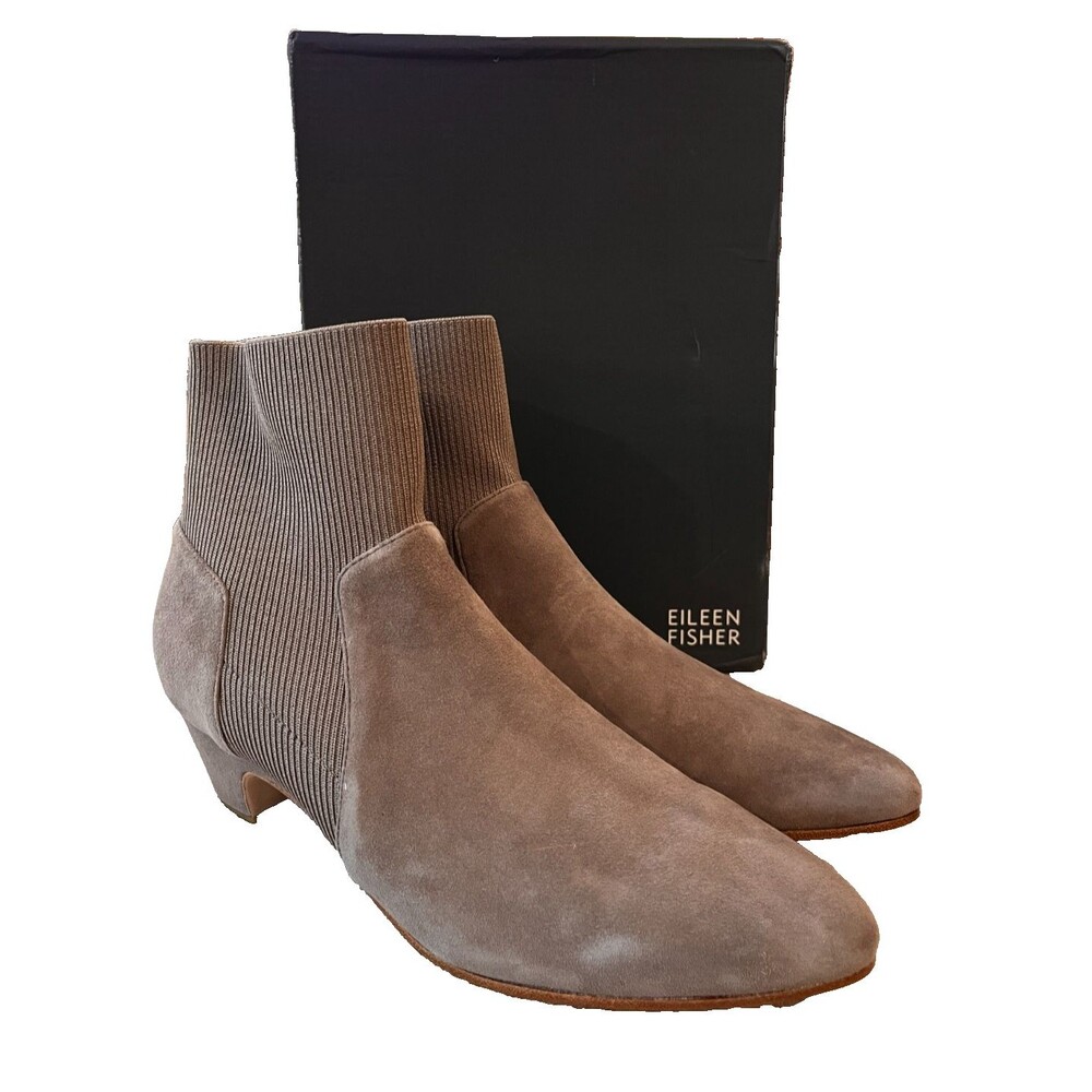 Eileen Fisher Women's Muzy Bootie Earth Gray Size 10 MSRP $240 NEW in box Suede